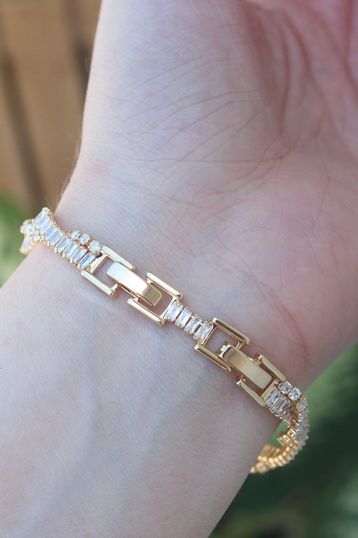 EBJ Vip Series Gold Color Spiral Model Bracelet with Rice Zircon Stones - Wallasey