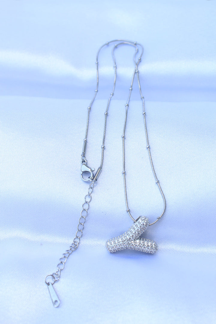 EBJ 316L Steel Chain with Zircon Stone Letter Y Silver Color Bubble Necklace - Upper Arlington