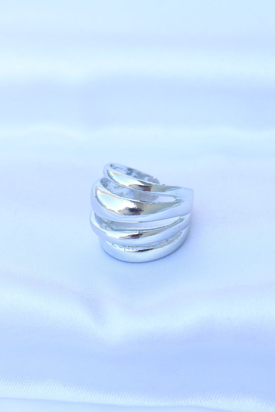 EBJ Rice Silver Color Adjustable Textured Dome Ring - East Kilbride