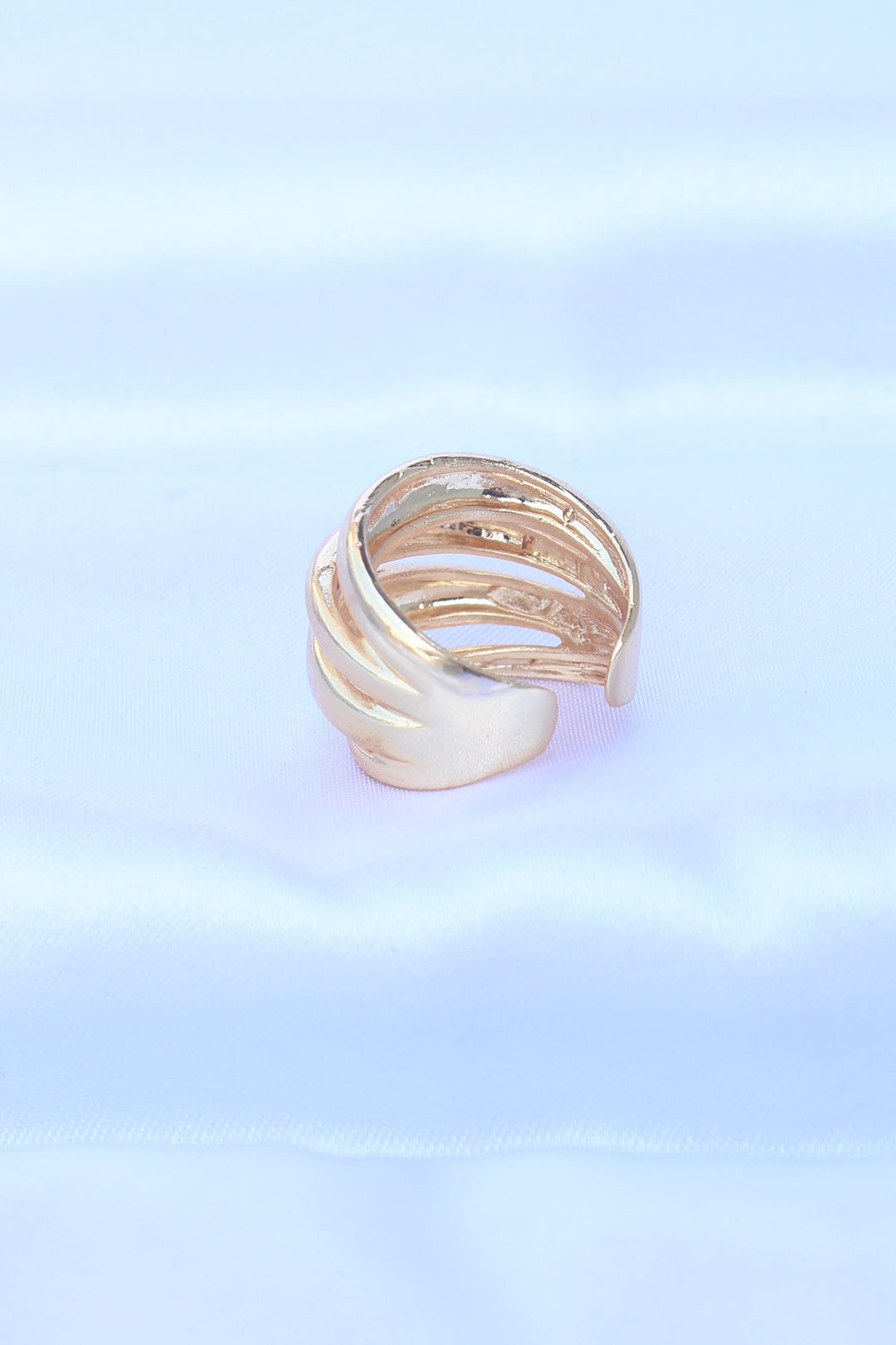 EBJ Adjustable Rice Gold Color Textured Dome Ring - Marijampolė