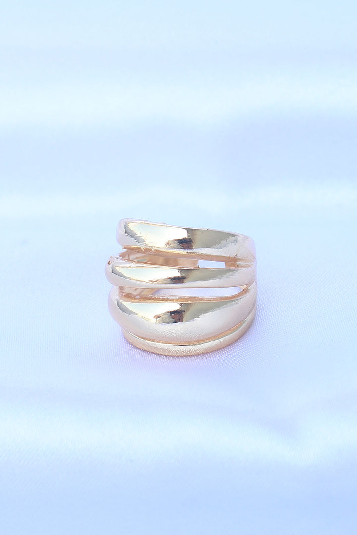 EBJ Adjustable Rice Gold Color Textured Dome Ring - Marijampolė