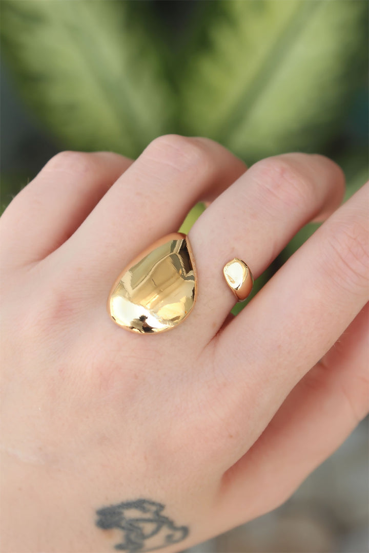EBJ Adjustable Large Domed Ring in Gold Color Rice - Caldwell