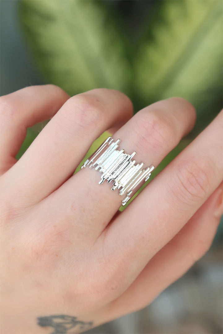 EBJ Adjustable Thick Groove Ring in Silver Color - Florence