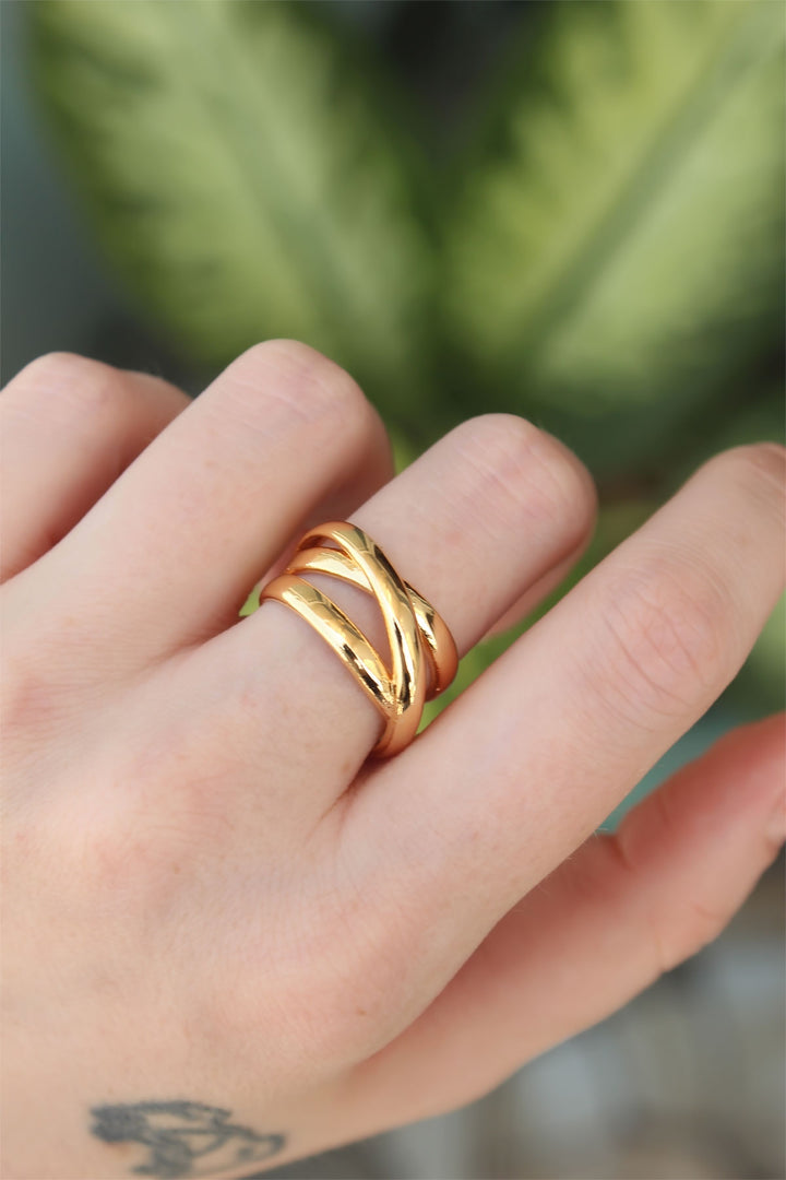 EBJ Adjustable Spiral Ring in Gold Color Rice - Mishawaka