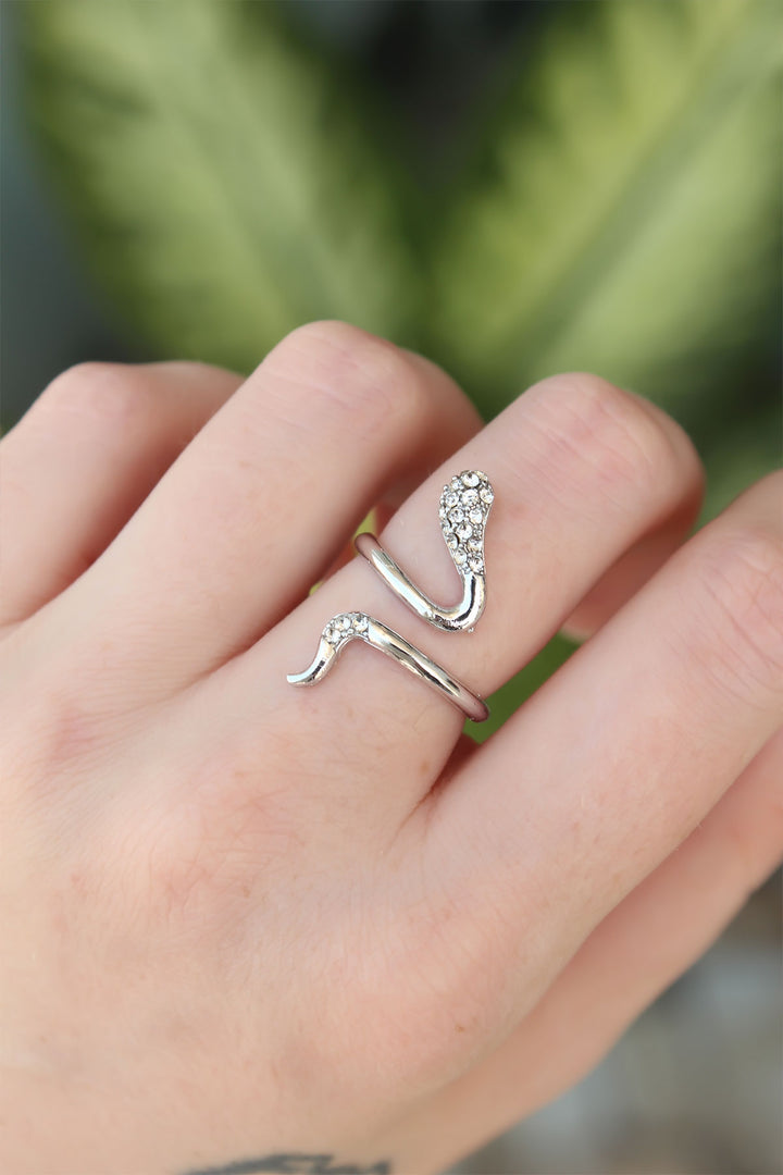 EBJ Adjustable Silver Color Rice Zircon Stone Snake Ring - Whitley Bay