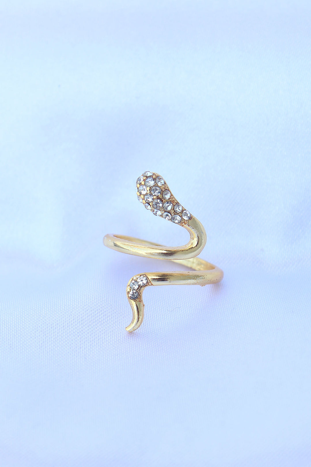 EBJ Adjustable Snake Ring with Gold Color Rice and Zircon Stone - Winchester