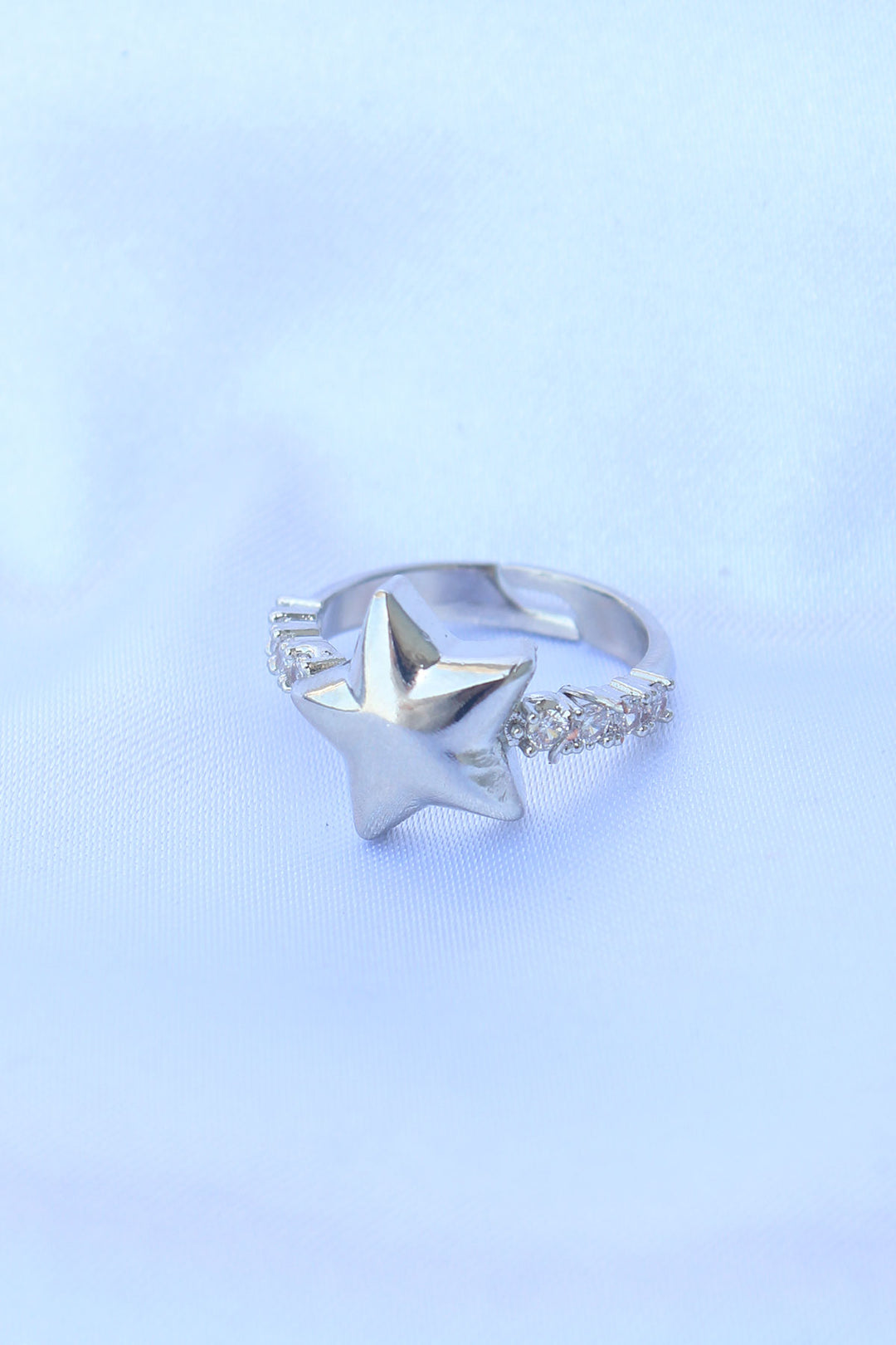 EBJ Adjustable Silver Color Rice Zircon Stone Star Ring - Santa Rosa