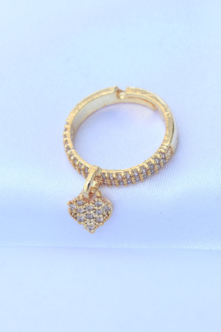 EBJ Adjustable Gold Color Rice Zircon Stone Heart Ring - Guildford
