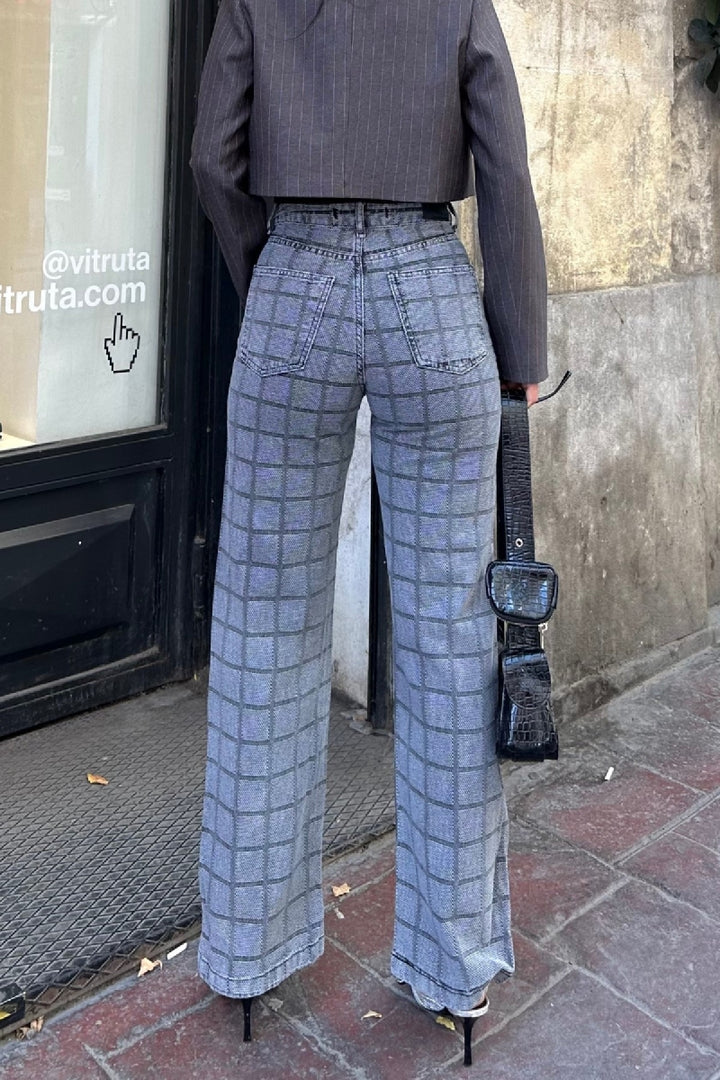 XLJ Wide Leg Jean with Dobby Fabric Mixed - Salisbury