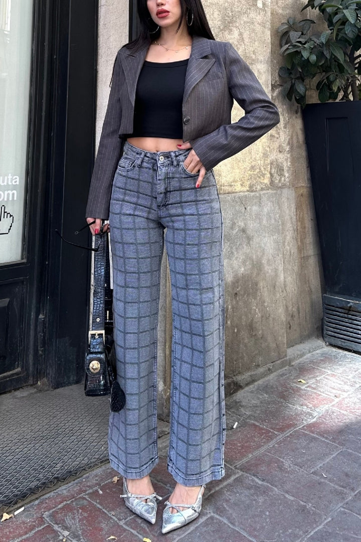 XLJ Wide Leg Jean with Dobby Fabric Mixed - Salisbury