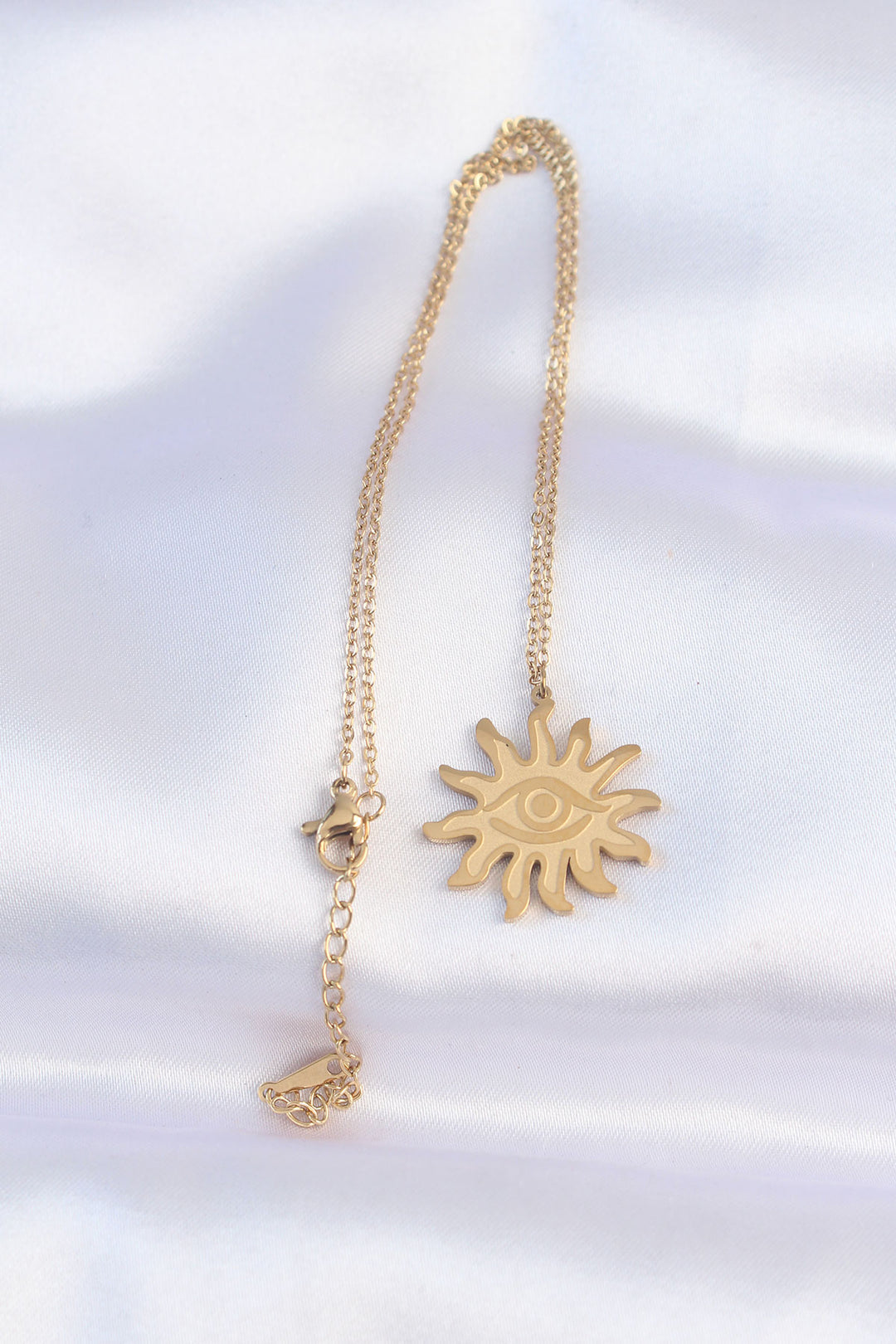 EBJ 316L Steel Chain Necklace in Gold Color with Eye Sun Design - Altamira