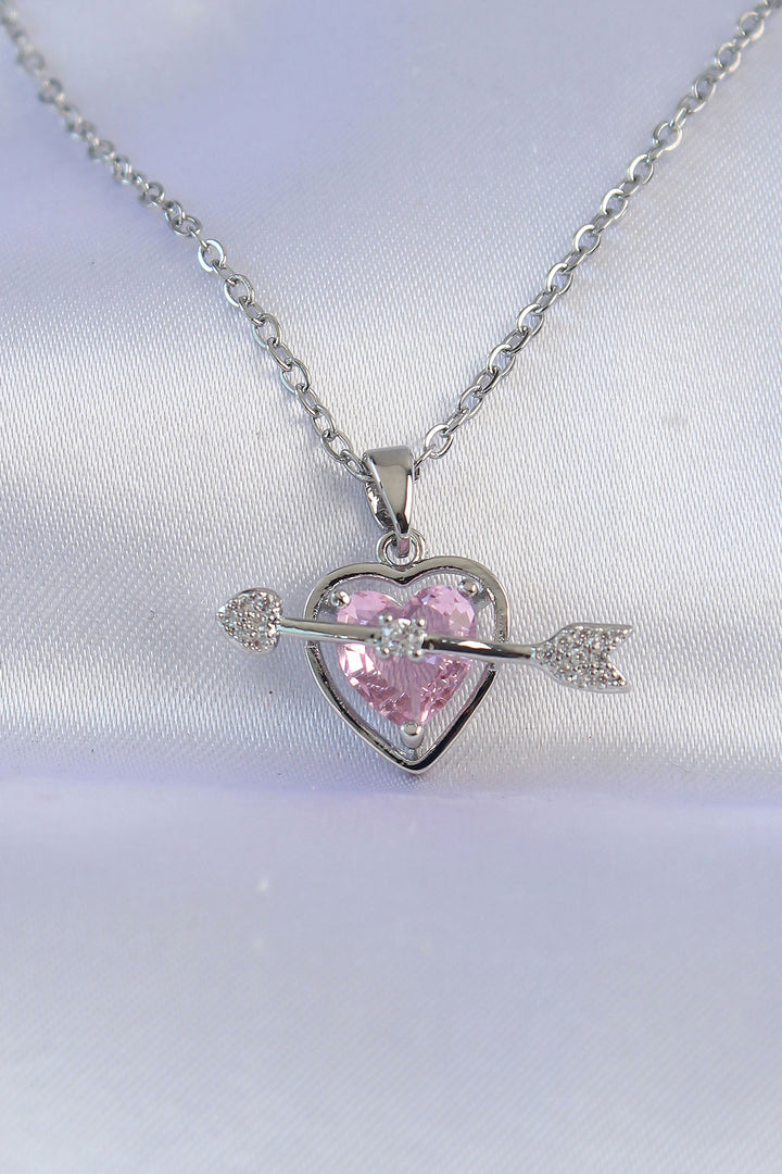 EBJ 316L Stainless Steel Chain Silver Color Pink Zircon Stone Eros Necklace - Forlì
