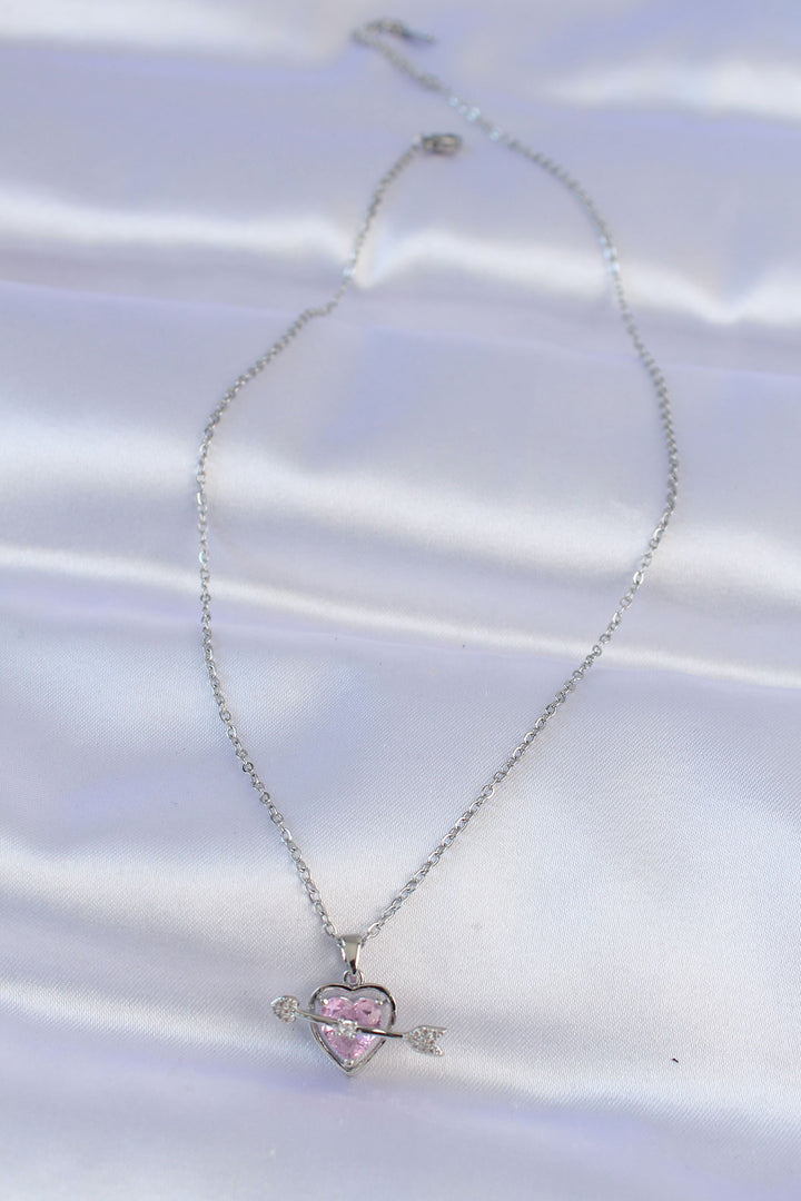 EBJ 316L Stainless Steel Chain Silver Color Pink Zircon Stone Eros Necklace - Forlì