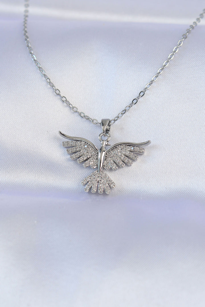EBJ 316L Stainless Steel Chain Silver Color Zircon Stone Phoenix Bird Designed Necklace - Kramatorsk