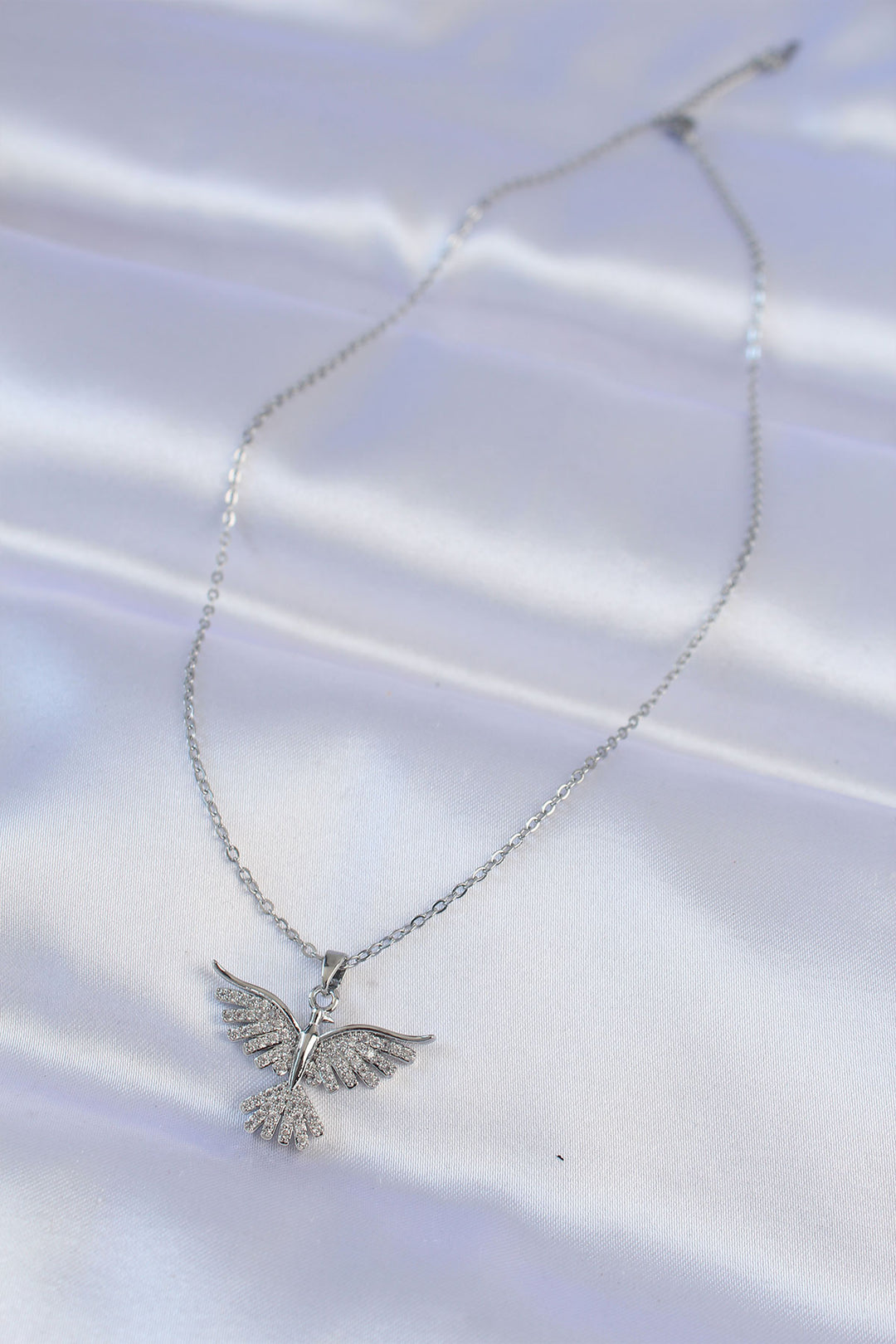 EBJ 316L Stainless Steel Chain Silver Color Zircon Stone Phoenix Bird Designed Necklace - Kramatorsk