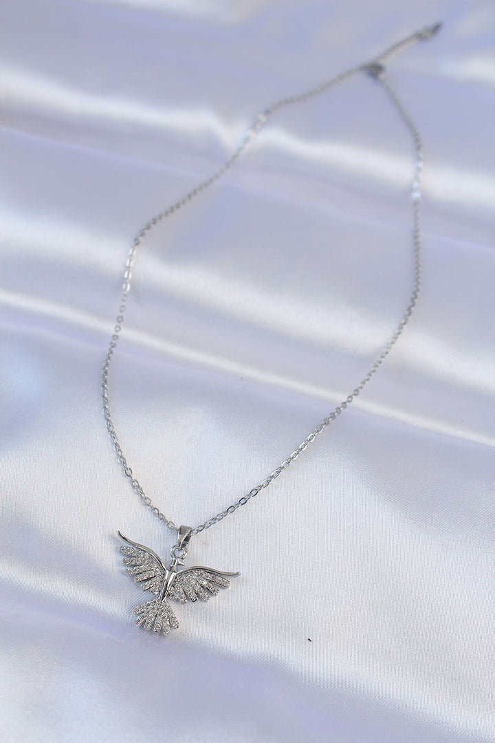 EBJ 316L Stainless Steel Chain Silver Color Zircon Stone Phoenix Bird Designed Necklace - Kramatorsk