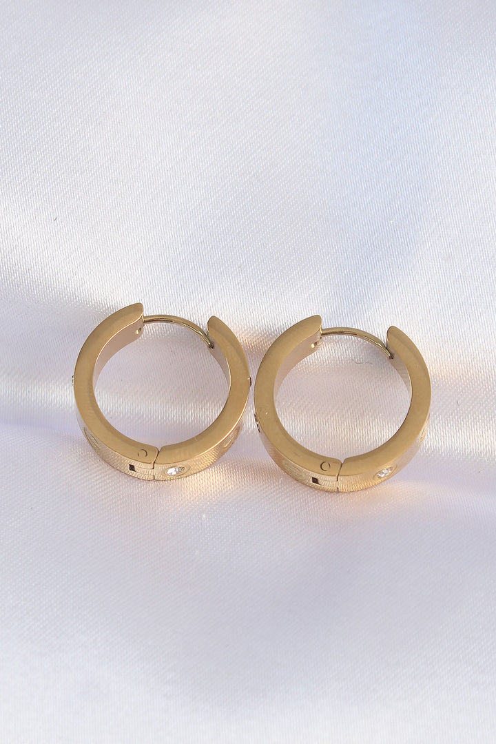 EBJ 316L Steel Gold Color Zircon Stone Model Hoop Earring - Lugoj