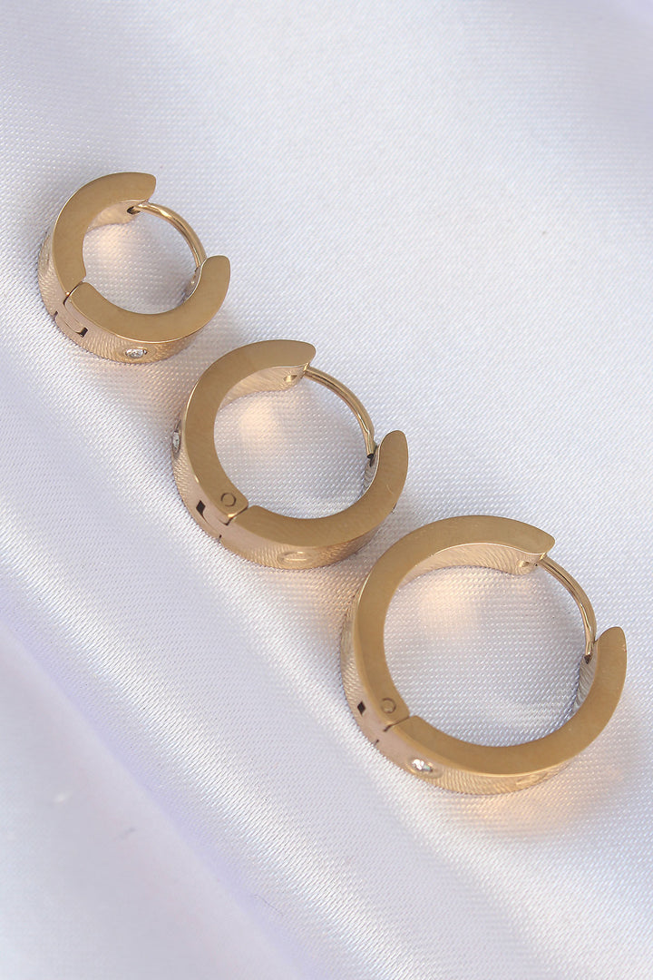 EBJ 316L Steel Gold Color Zircon Stone Model 3-Piece Ring Earring - El Dorado Hills