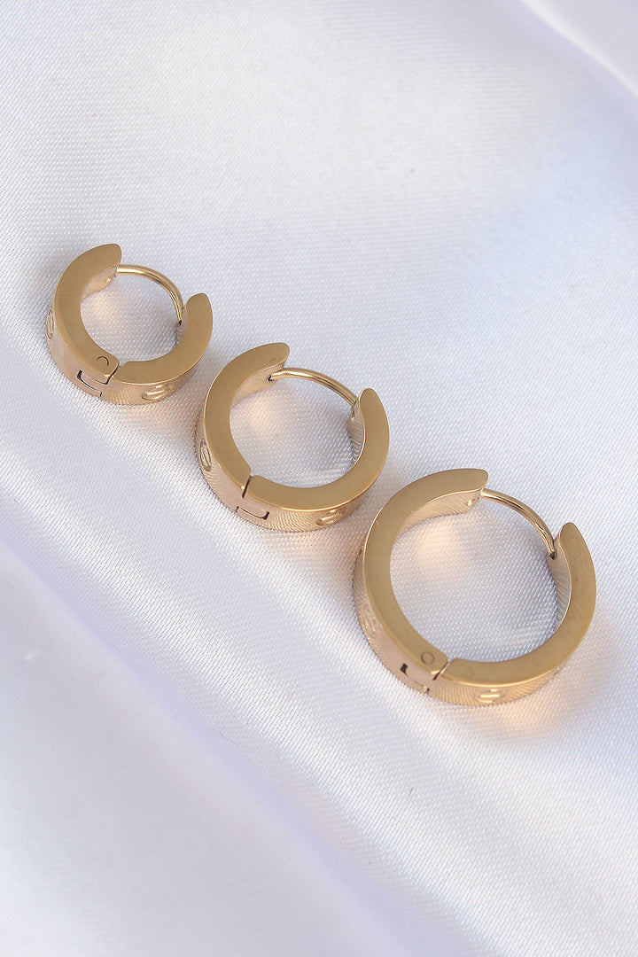 EBJ 316L Steel Gold Color Model 3-Piece Hoop Earring - Santa Maria
