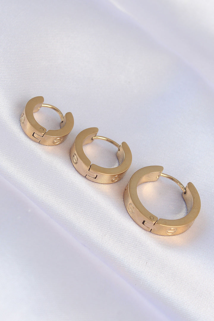 EBJ 316L Steel Gold Color Model 3-Piece Hoop Earring - Santa Maria