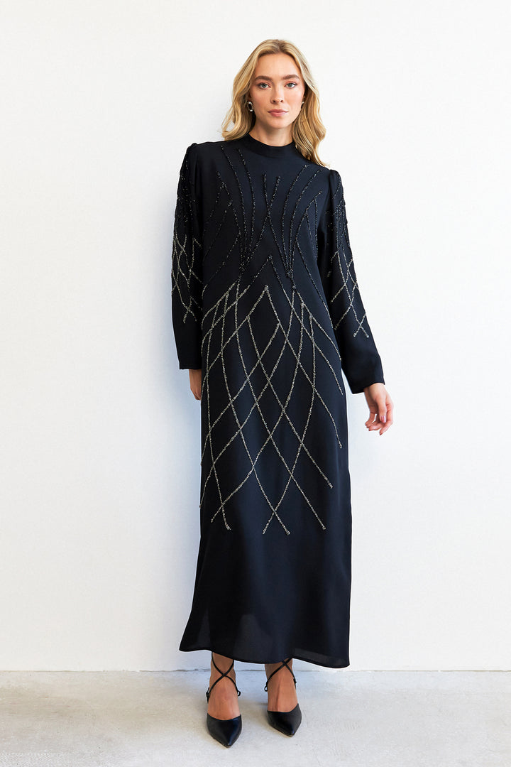 ZRF Women Alora Stone-Embroidered Evening Dress - Black - Celle