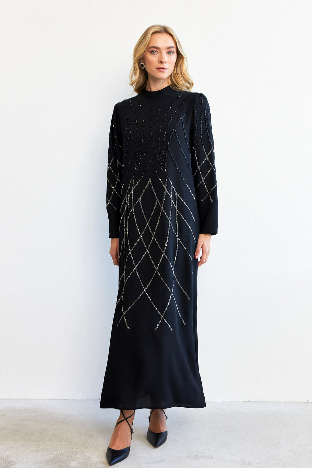 ZRF Women Alora Stone-Embroidered Evening Dress - Black - Celle