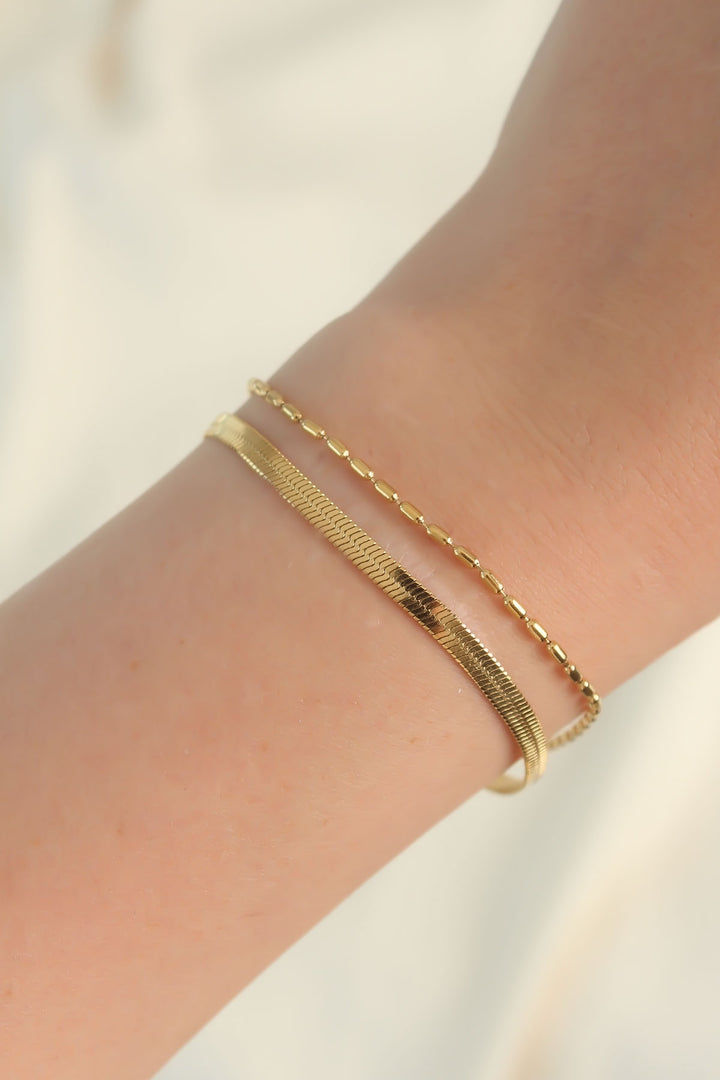 EBJ 316L Steel Gold Color Italian Chain 2-Piece Bracelet - Turnhout