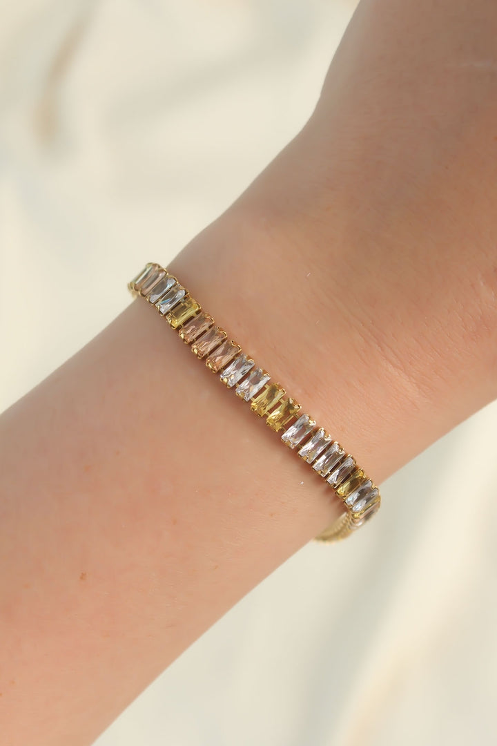 EBJ 316L Steel Gold Color Bracelet with Colorful Waterway Design - Costa Mesa