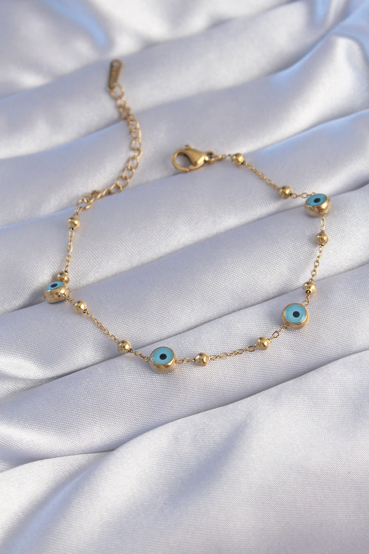 EBJ 316L Steel Gold Color Evil Eye Bead Designed Bracelet - Villareal