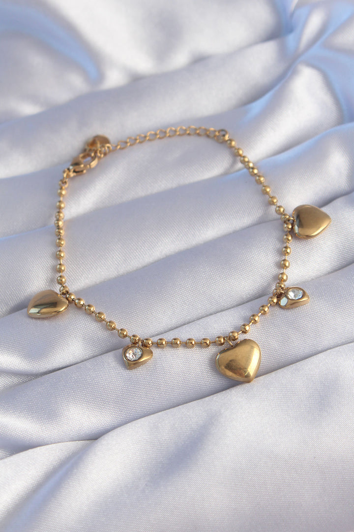EBJ 316L Steel Gold Color Zircon Stone Heart Model Bracelet - Reims