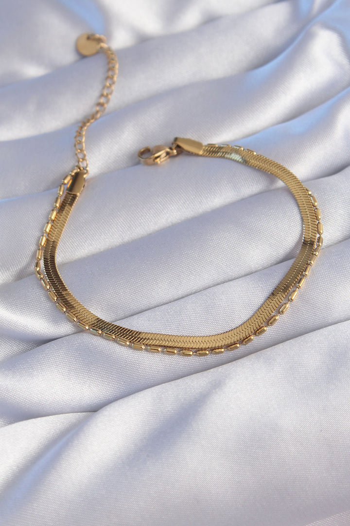EBJ 316L Steel Gold Color Italian Chain 2-Piece Bracelet - Turnhout
