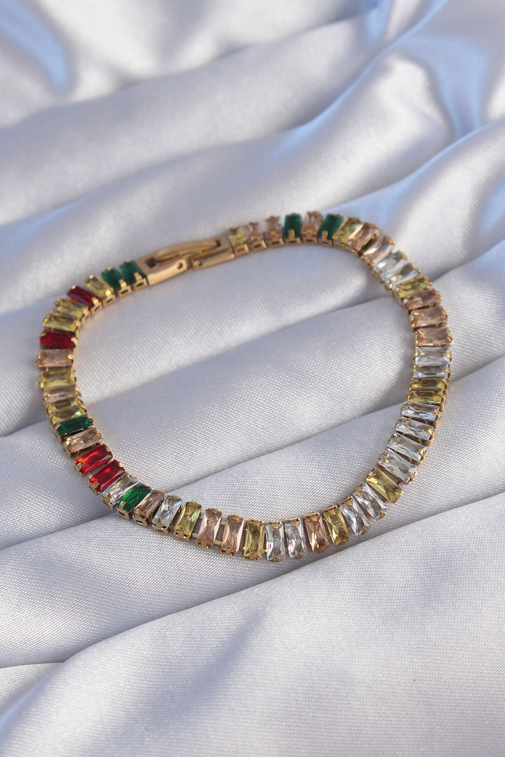 EBJ 316L Steel Gold Color Bracelet with Colorful Waterway Design - Costa Mesa