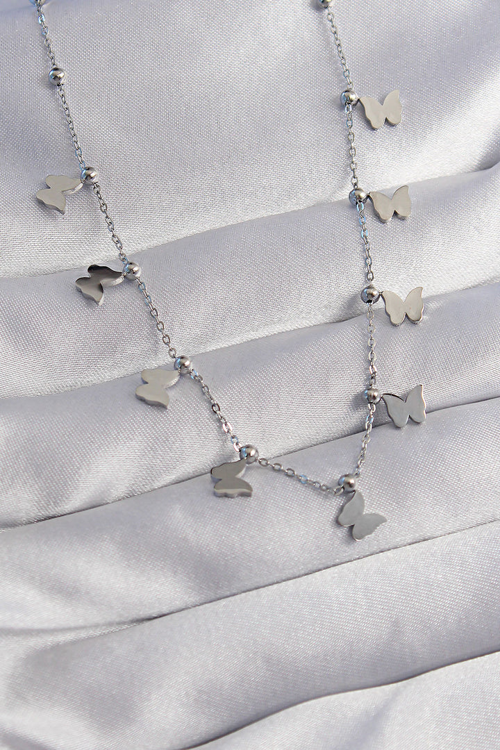 EBJ 316L Stainless Steel Silver Color Minimal Butterfly Model Necklace - Cuneo