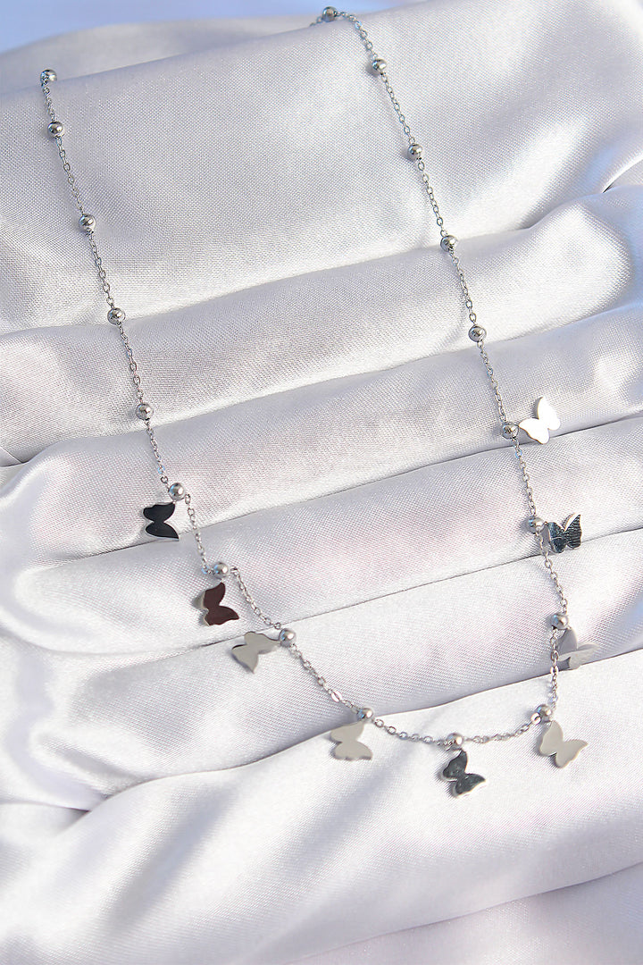 EBJ 316L Stainless Steel Silver Color Minimal Butterfly Model Necklace - Cuneo