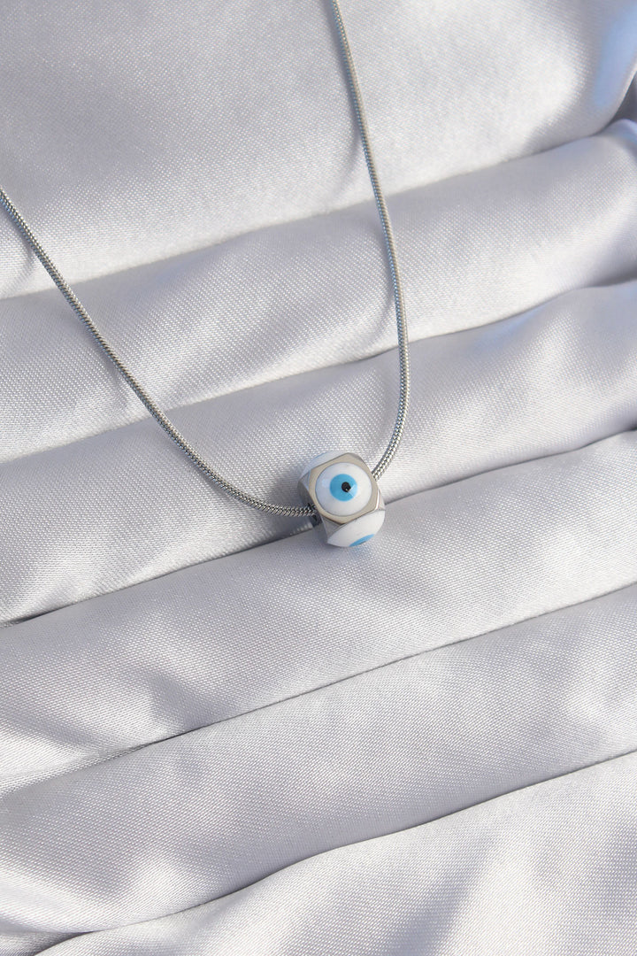 EBJ 316L Stainless Steel Silver Color Enamel Evil Eye Pendant - McLean