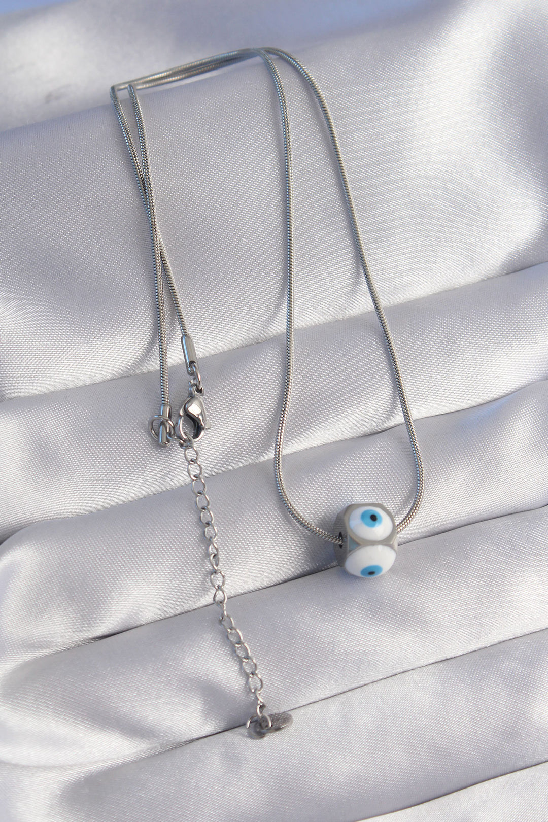 EBJ 316L Stainless Steel Silver Color Enamel Evil Eye Pendant - McLean