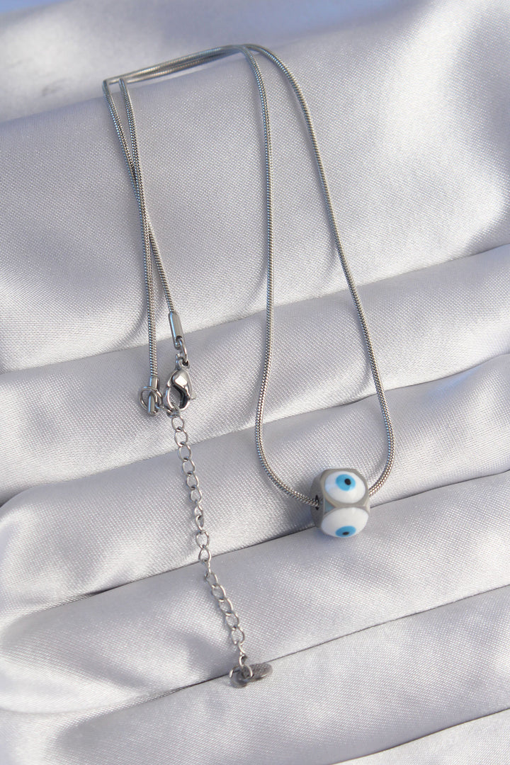 EBJ 316L Stainless Steel Silver Color Enamel Evil Eye Pendant - McLean