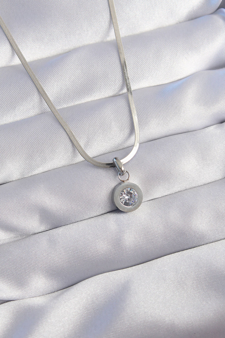 EBJ 316L Stainless Steel Silver Color Zircon Stone Pendant Model - Meridian