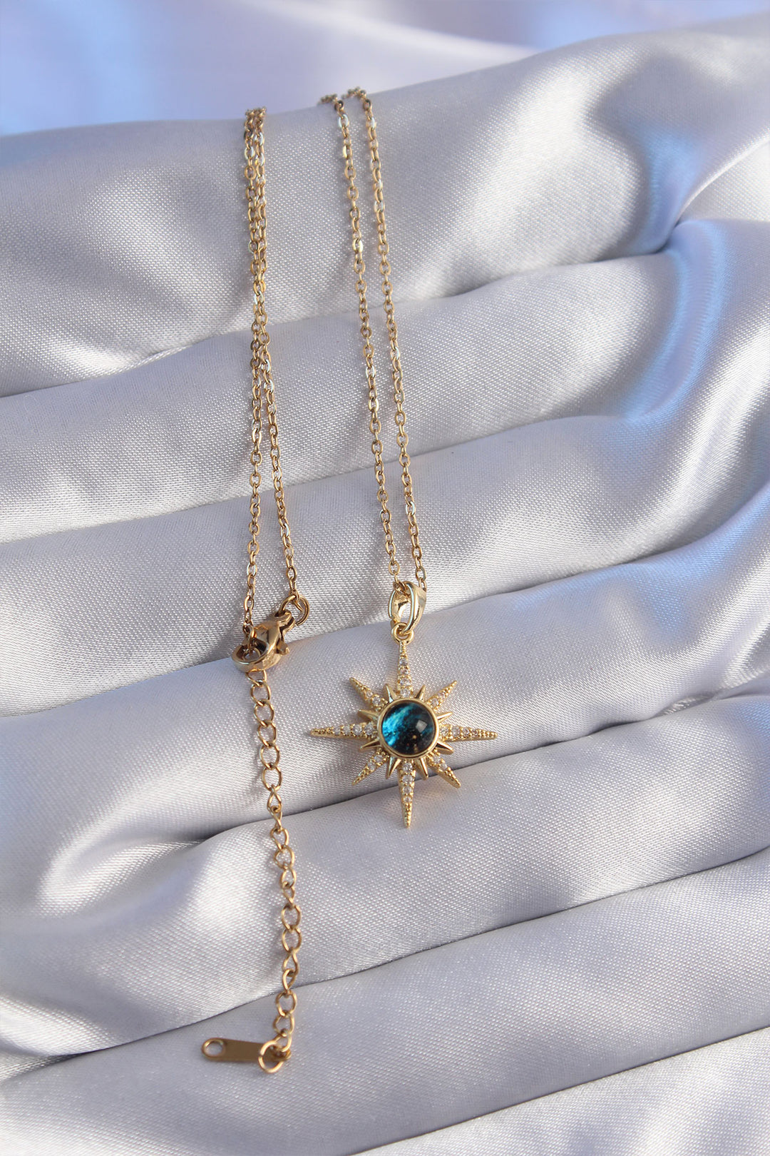 EBJ 316L Steel Chain Gold Color with Zircon Stone Polar Star Figure Planet Necklace - Ascoli Piceno