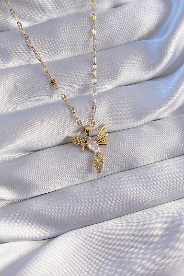 EBJ 316L Stainless Steel Chain Gold Color with Zircon Stone Phoenix Bird Figure Necklace - Strongsville