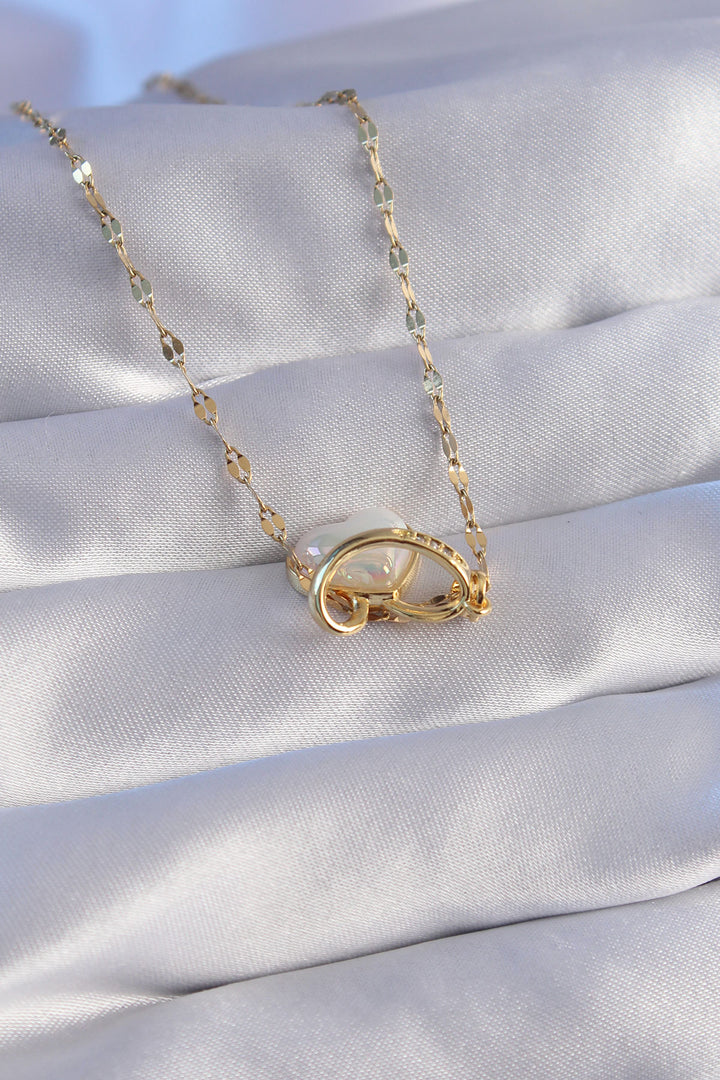 EBJ 316L Steel Chain Gold Color Enamel Heart Pendant with Zircon Stone - Bartlett