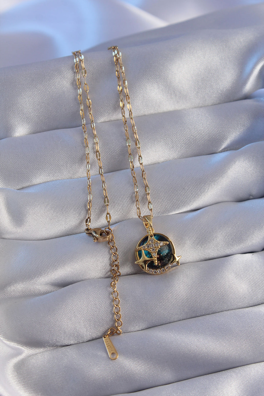 EBJ 316L Steel Chain Gold Color Zircon Stone Polar Star Planet Necklace - Dordrecht