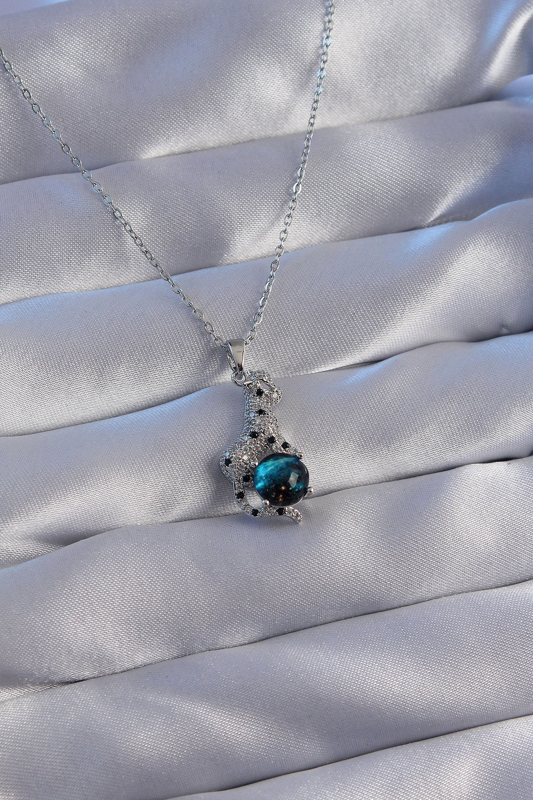 EBJ 316L Stainless Steel Chain Silver Color Zircon Stone Jaguar Figured Planet Necklace - Bayonne