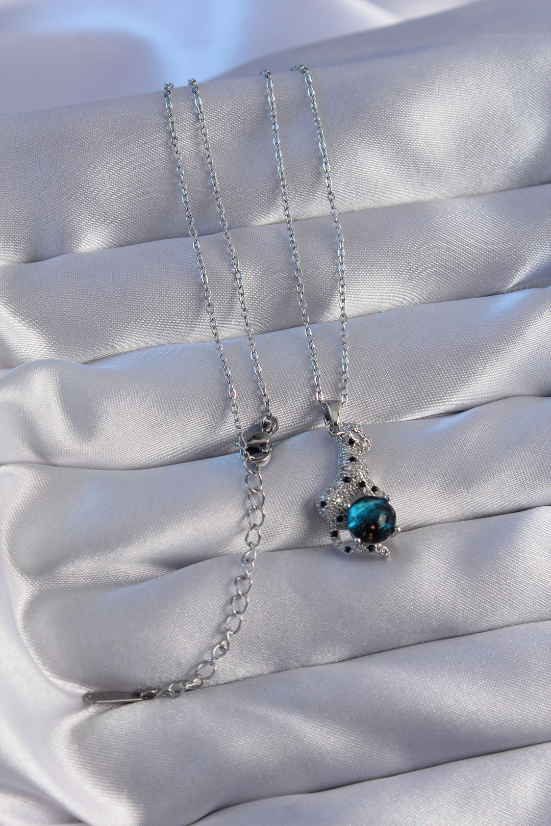 EBJ 316L Stainless Steel Chain Silver Color Zircon Stone Jaguar Figured Planet Necklace - Bayonne