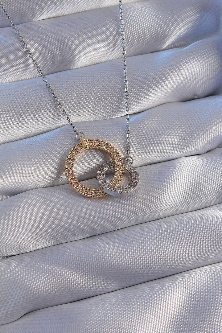 EBJ 316L Stainless Steel Chain Necklace with Two-Tone Zircon Stone - Kifisiá