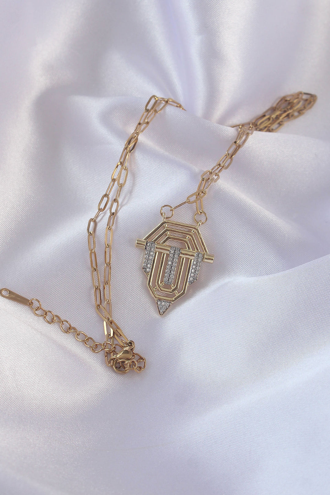EBJ 316L Steel Gold Color Zircon Stone Serenay Necklace - Pénjamo
