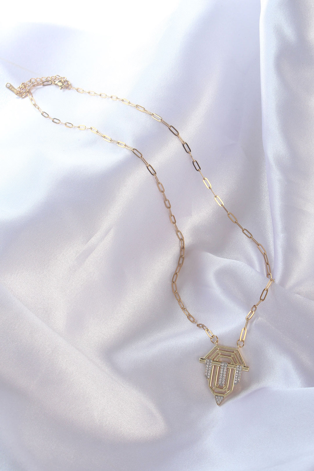 EBJ 316L Steel Gold Color Zircon Stone Serenay Necklace - Pénjamo