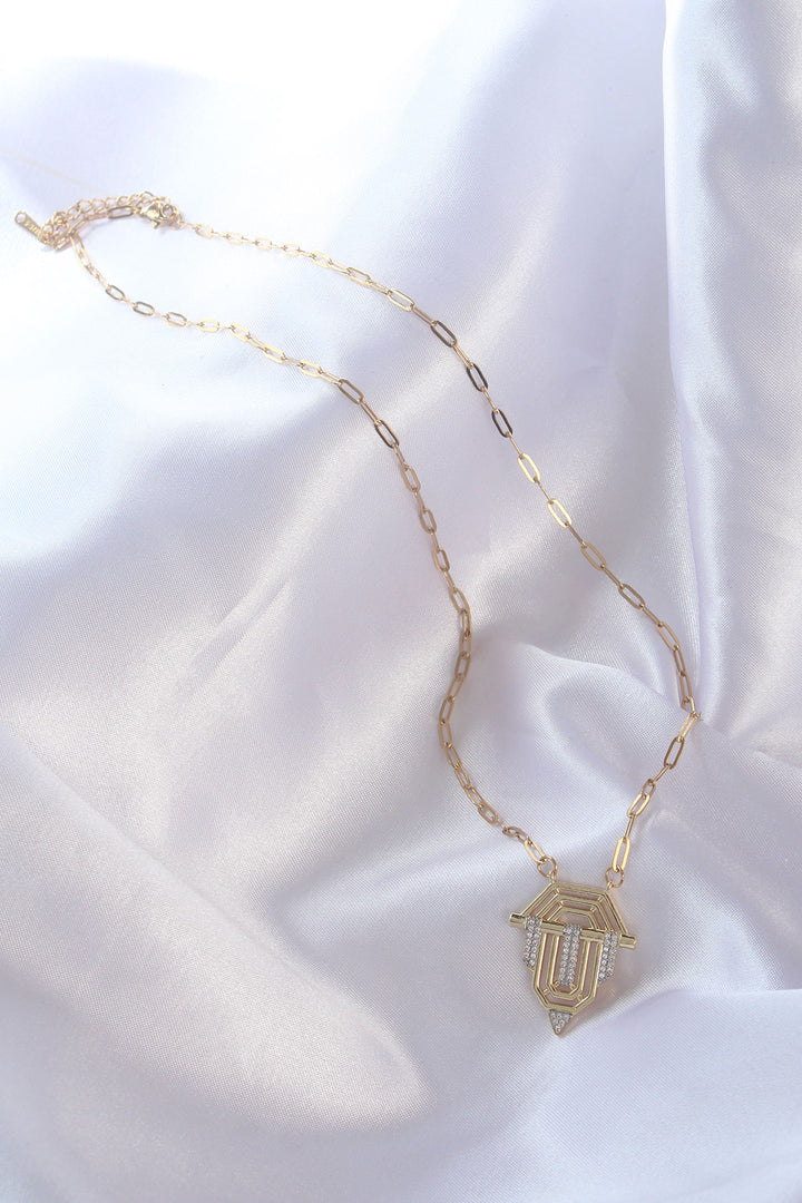 EBJ 316L Steel Gold Color Zircon Stone Serenay Necklace - Pénjamo