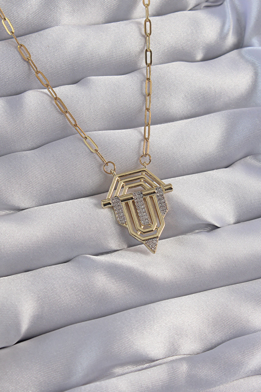EBJ 316L Steel Gold Color Zircon Stone Serenay Necklace - Pénjamo