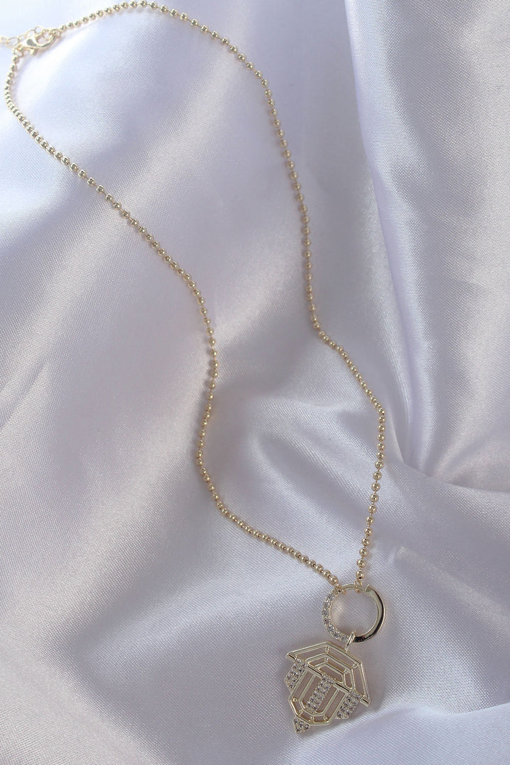 EBJ Gold Color Serenay Necklace with Rice Zircon Stone and Oval Detail - Roswell